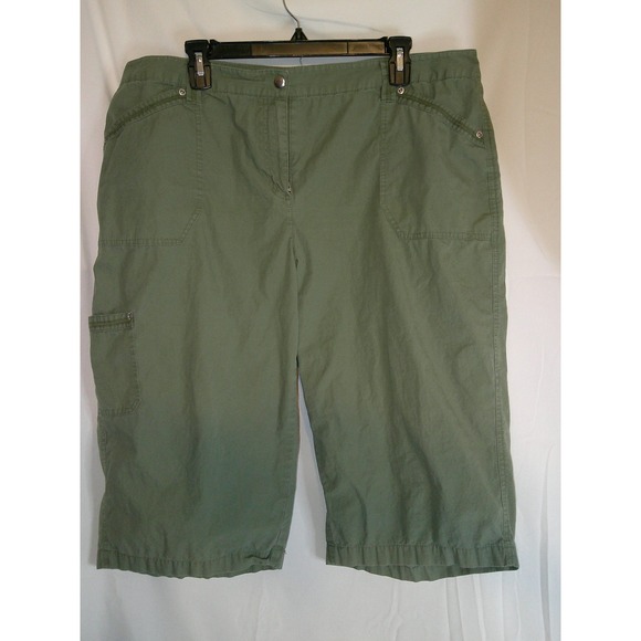 Jones New York Sport Woman Olive Green Cotton Capri Pants 16W - Picture 1 of 4